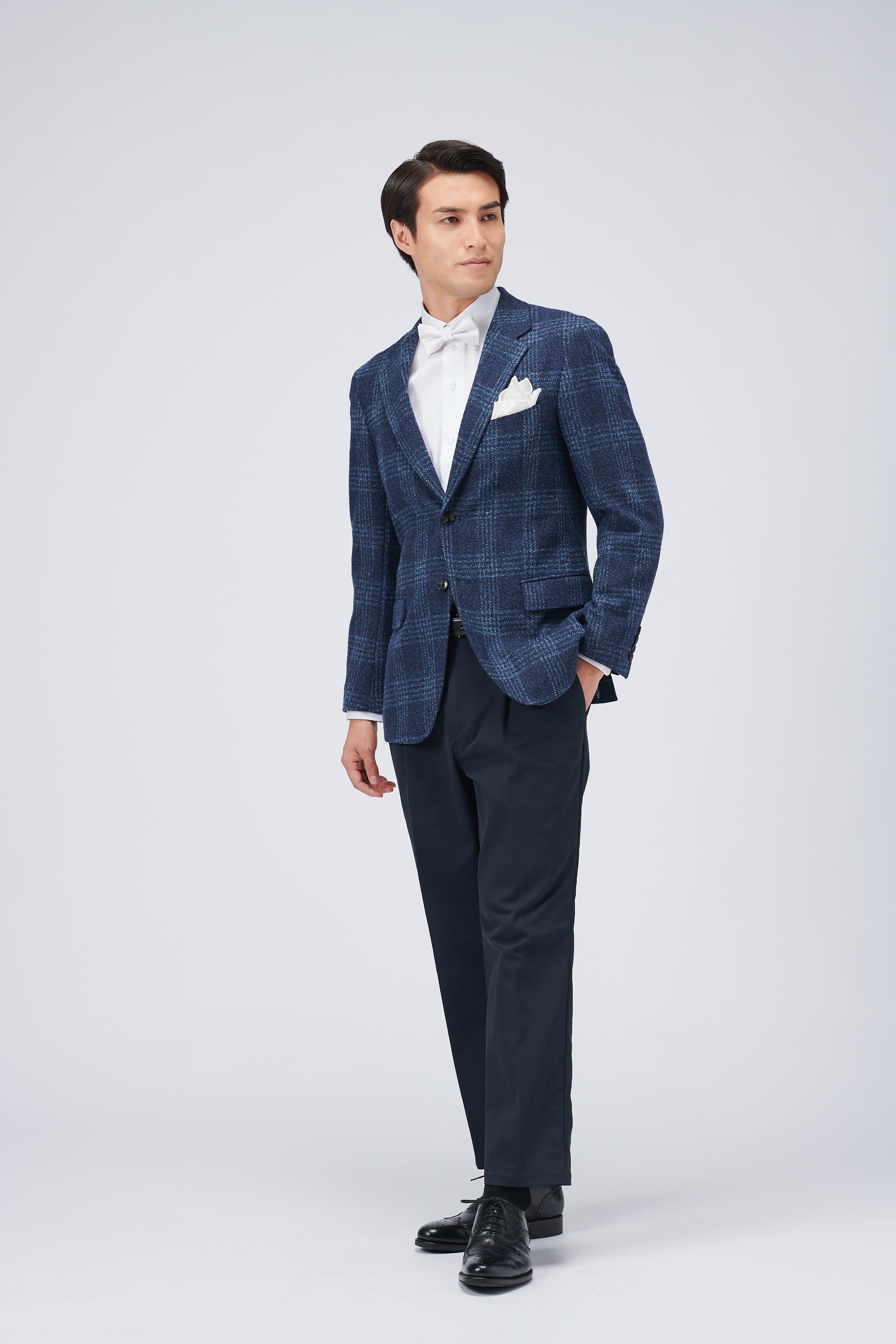 HACKET LONDON  ウール ジャケット ネイビー 光沢感 HACKET LONDON ウール ジャケット ネイビー 光沢感（Tokyo