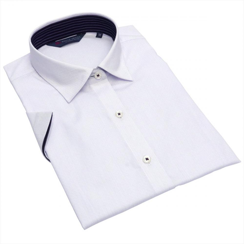 ワイド 半袖 形態安定 レディースシャツ 綿100%