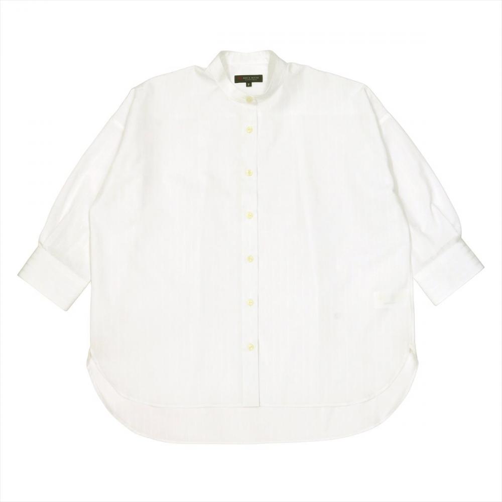 カジュアルシャツ BIGシルエット 七分袖 形態安定 ホワイト レディース