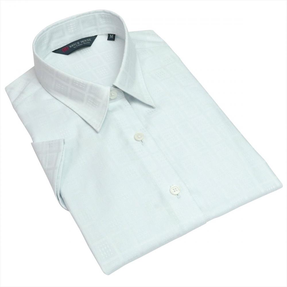 レギュラー 半袖 形態安定 レディースシャツ 綿100%(S ライトグリーン