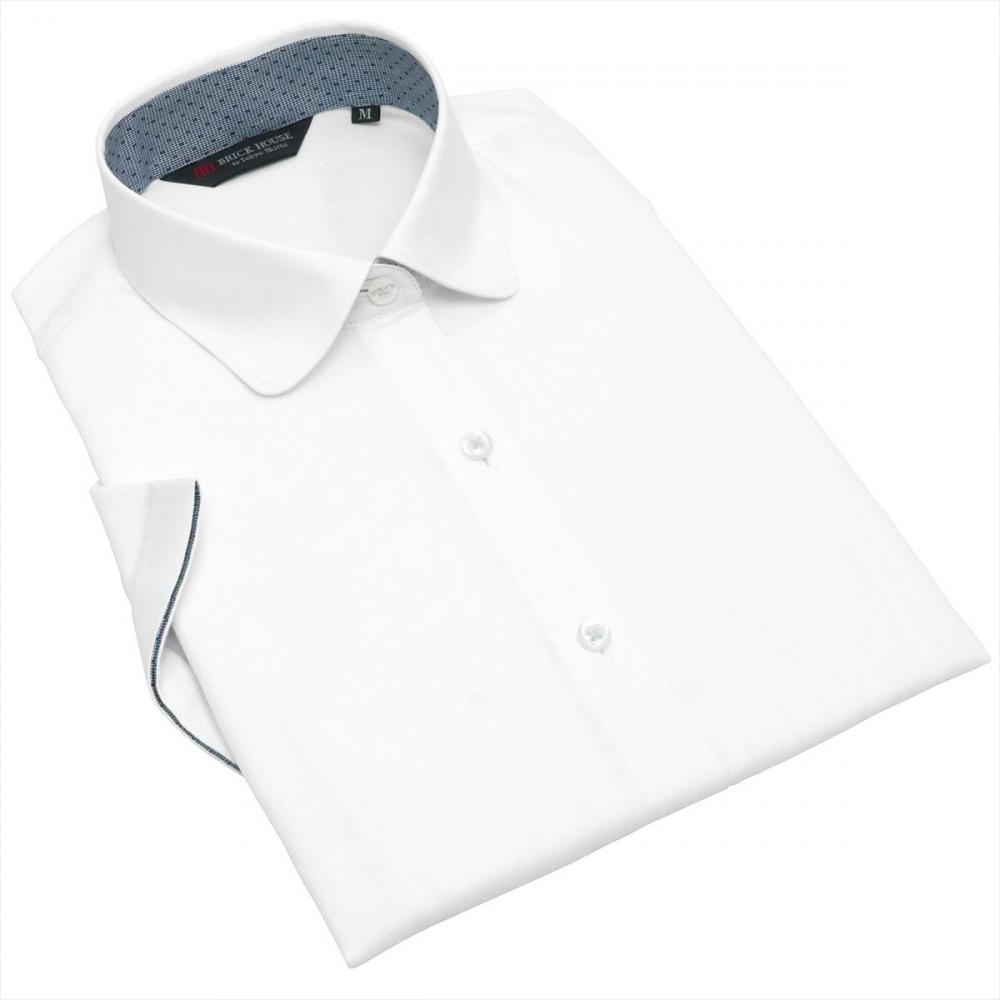 【透け防止】 ラウンド 半袖 形態安定 レディースシャツ