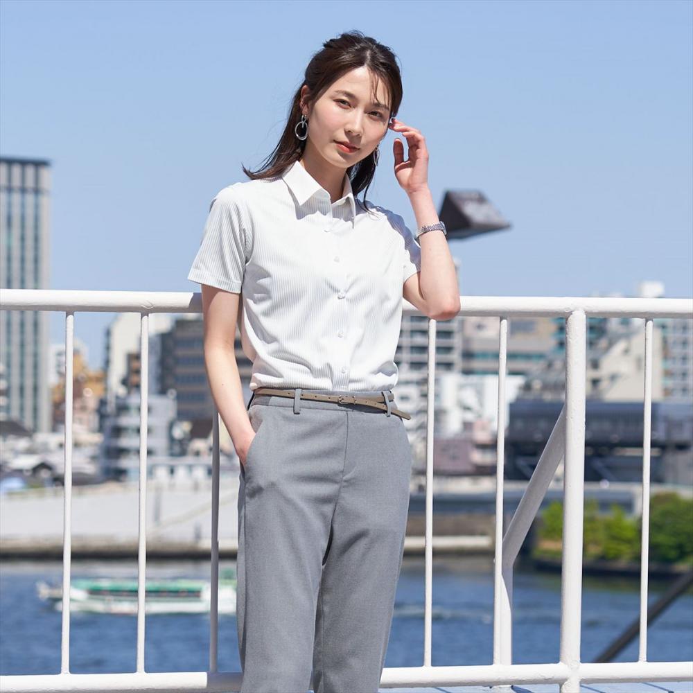 【持続涼感】 COOL SILVER(R) レギュラー 半袖 形態安定 レディースニットシャツ