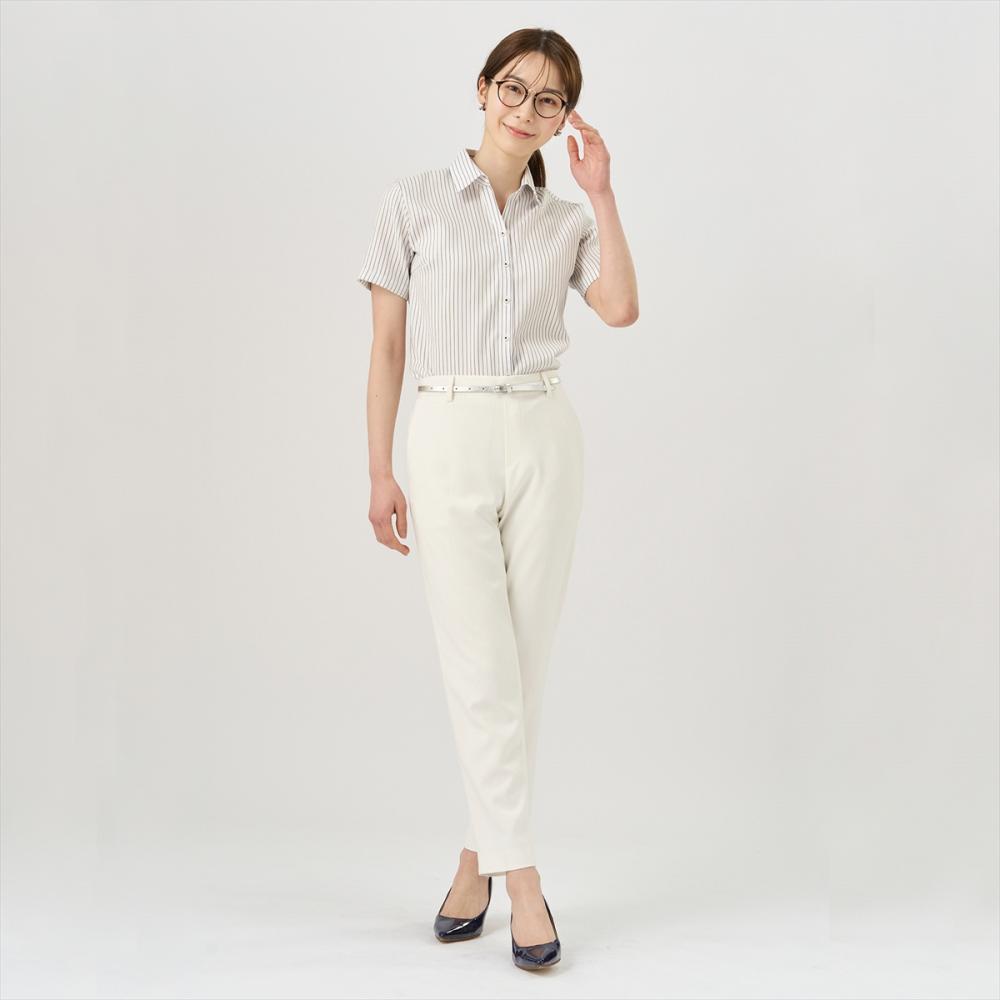 【超形態安定】 スキッパー 半袖 形態安定 レディースシャツ 綿100%