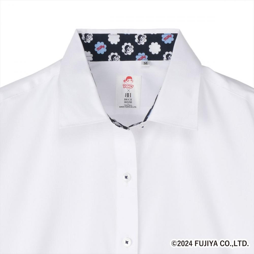 【ペコちゃん×TOKYO SHIRTS】 ワイド 長袖 形態安定 レディースシャツ