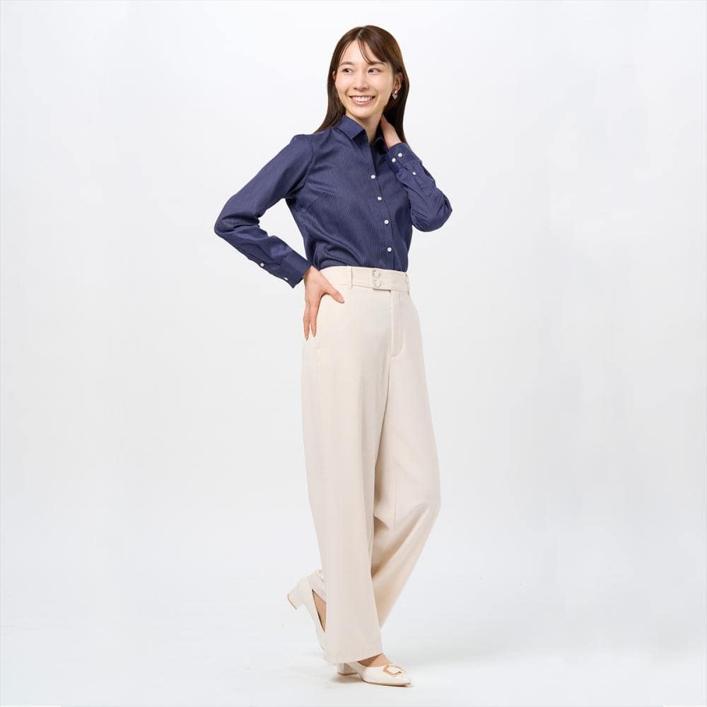 スキッパー 長袖 形態安定 レディースシャツ