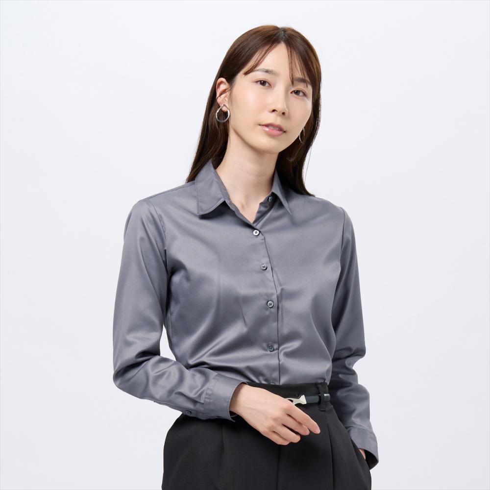【超形態安定】 レギュラー 長袖 形態安定 綿100% レディースシャツ