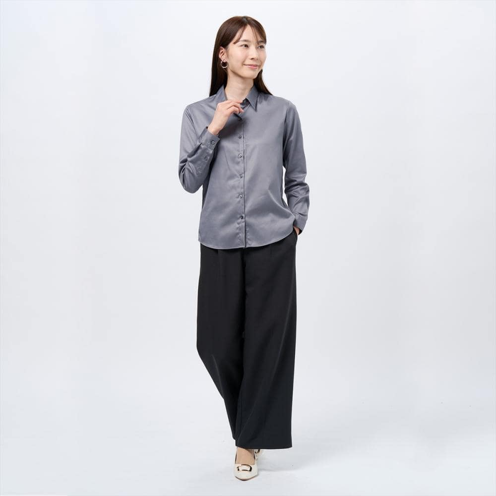 【超形態安定】 レギュラー 長袖 形態安定 綿100% レディースシャツ