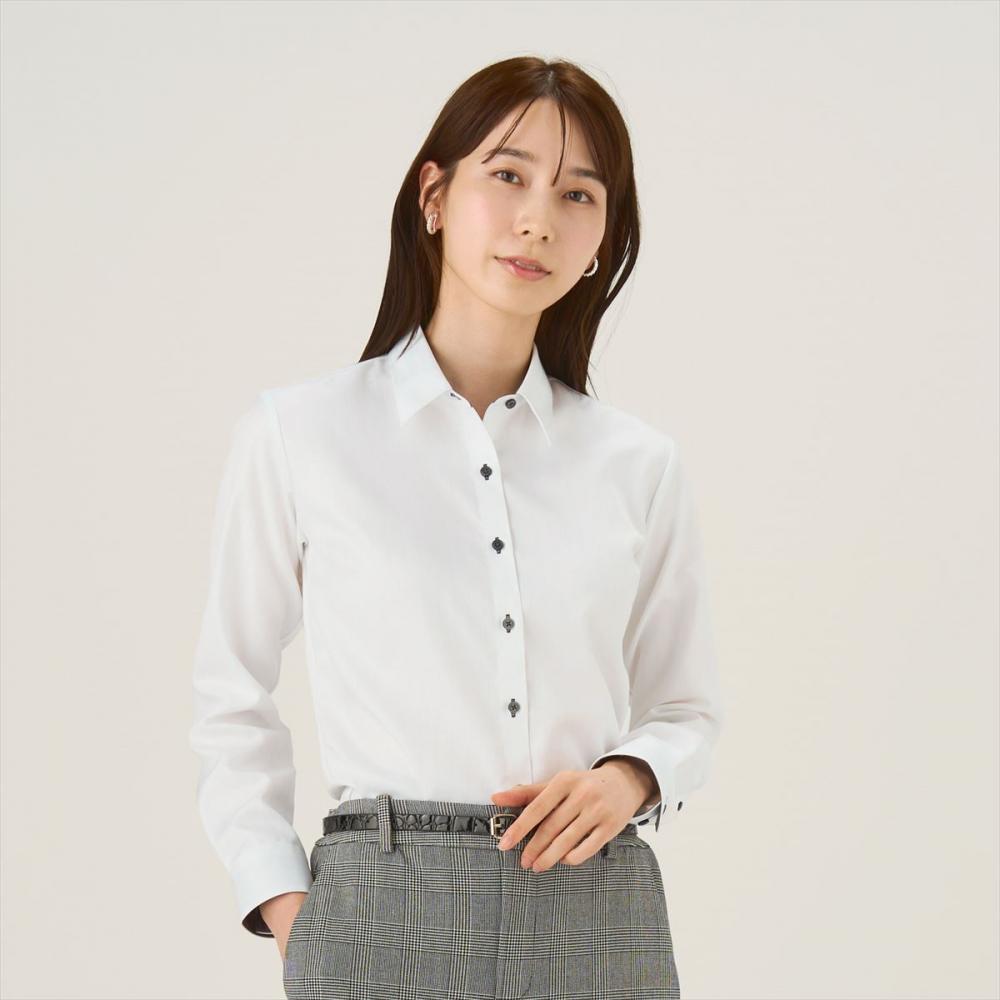 【超形態安定】 レギュラー 長袖 形態安定 綿100% レディースシャツ