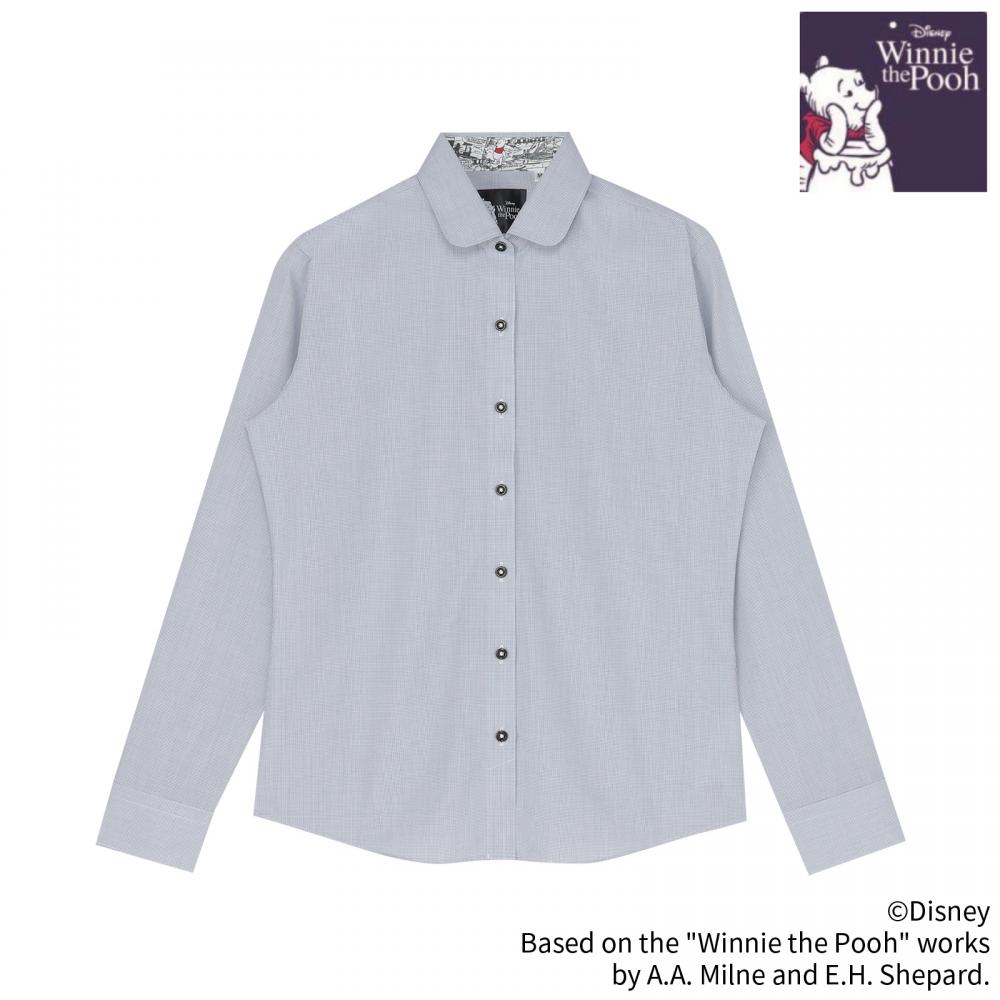 【くまのプーさん】 ラウンド 長袖 形態安定 レディースシャツ