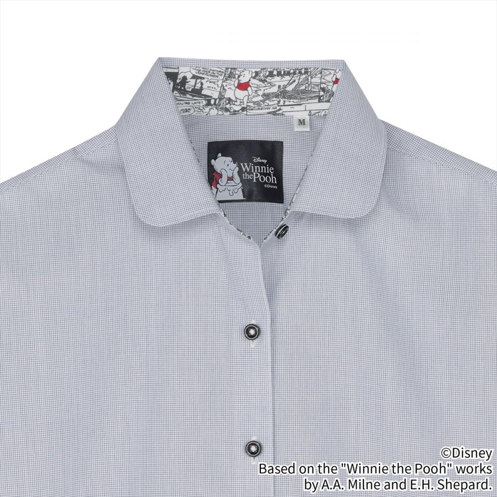 【くまのプーさん】 ラウンド 長袖 形態安定 レディースシャツ