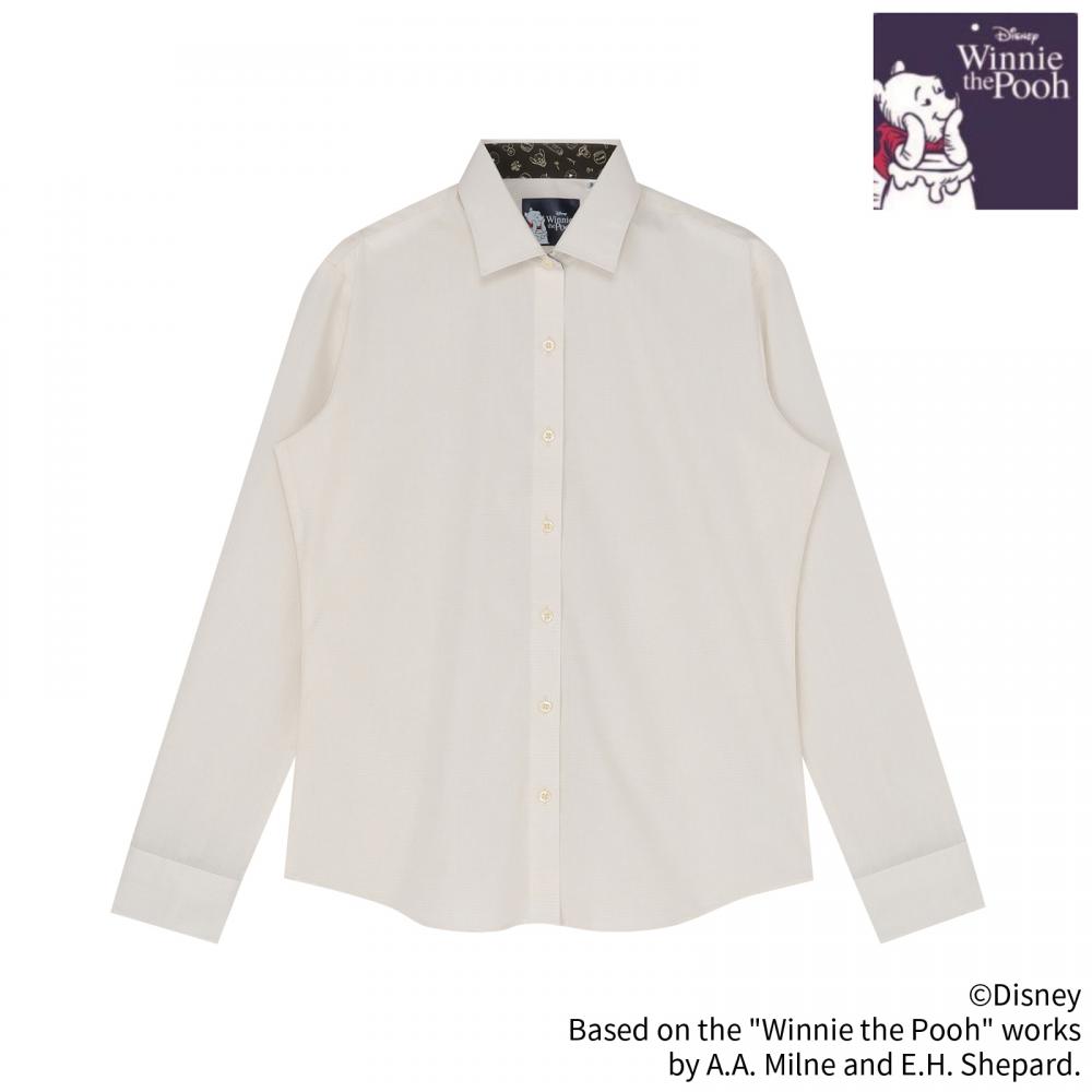 【くまのプーさん】 ワイド 長袖 形態安定 レディースシャツ