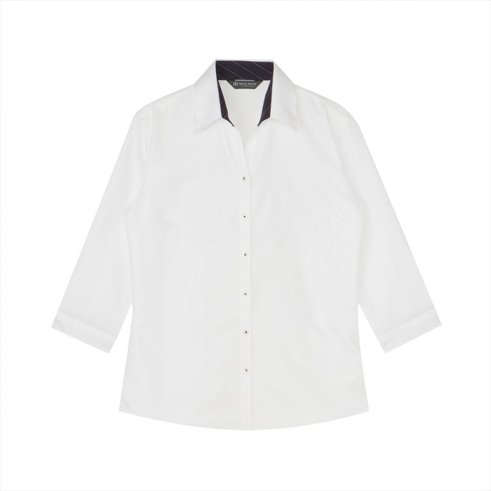 【超形態安定】 スキッパー 七分袖 形態安定 綿100% レディースシャツ