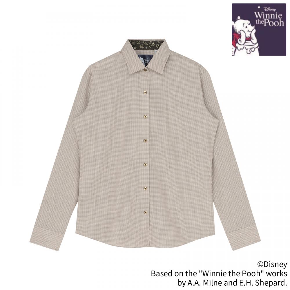 【くまのプーさん】 ワイド 長袖 形態安定 レディースシャツ