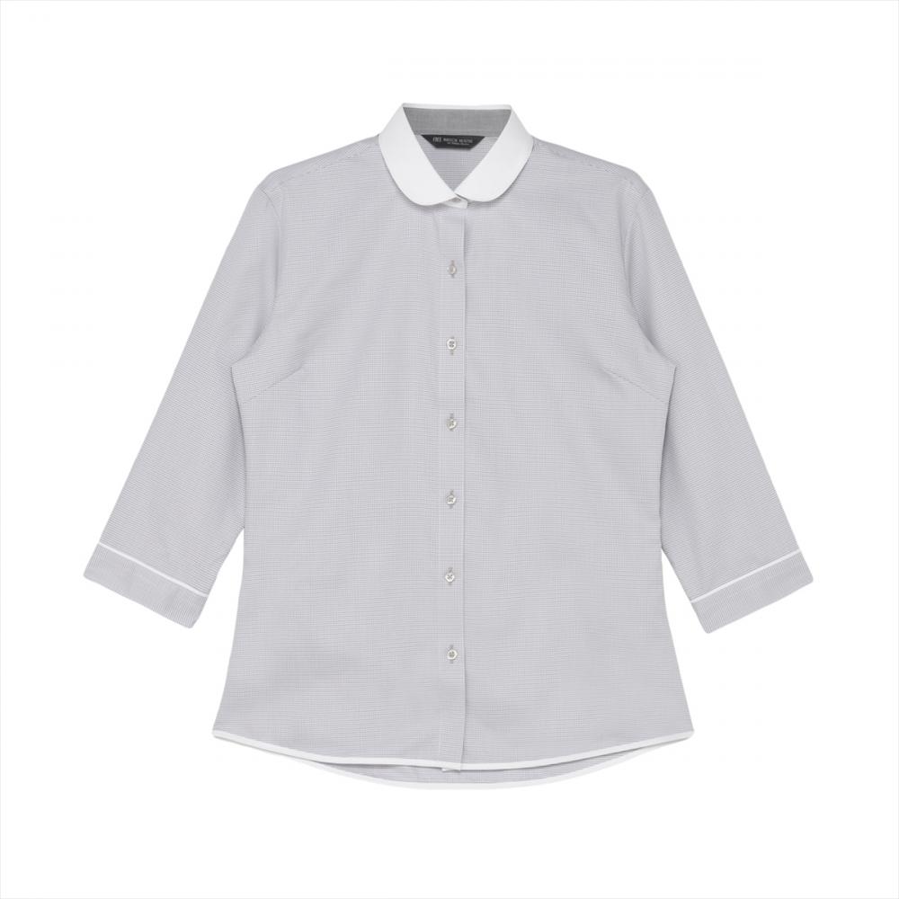 【透け防止】 ラウンド 七分袖 形態安定 レディースシャツ