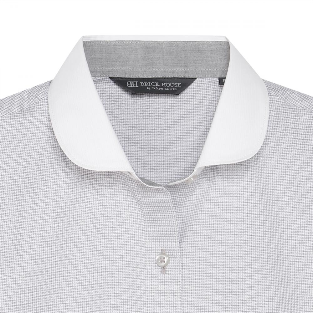 【透け防止】 ラウンド 七分袖 形態安定 レディースシャツ