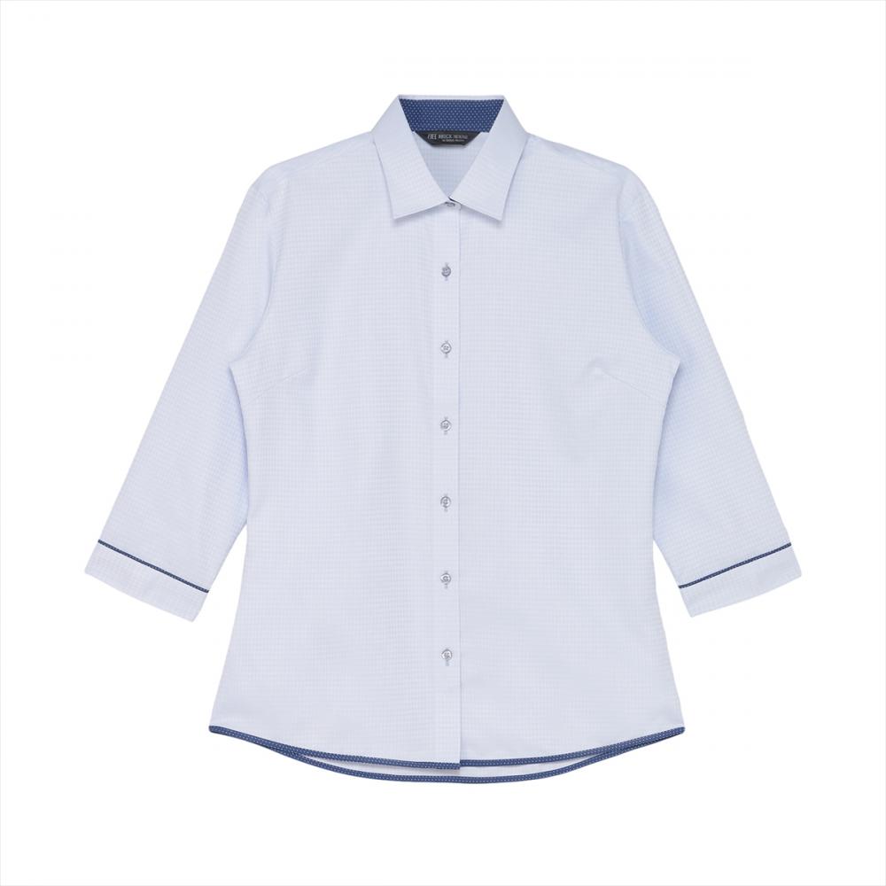 【透け防止】 ワイド 七分袖 形態安定 レディースシャツ