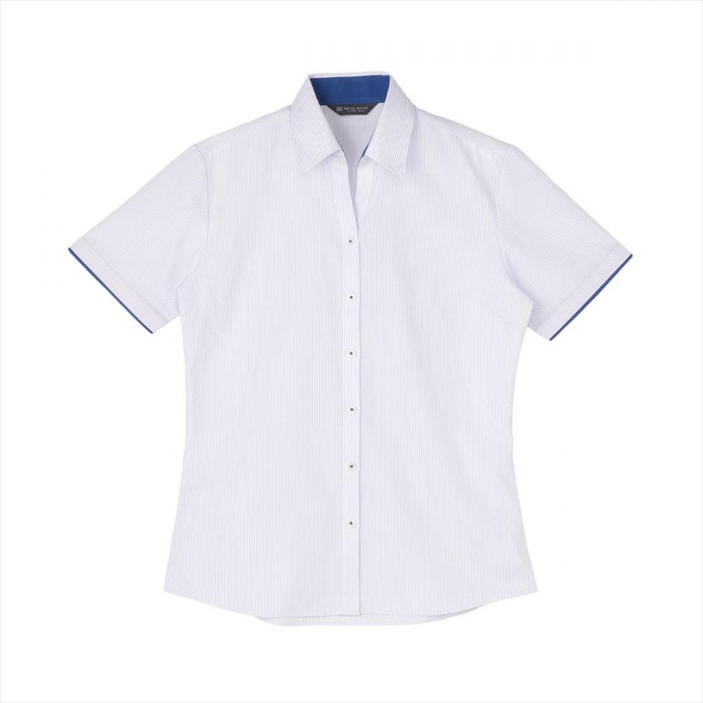 吸水速乾】 スキッパー 半袖 形態安定 レディースシャツ(XS パーブル