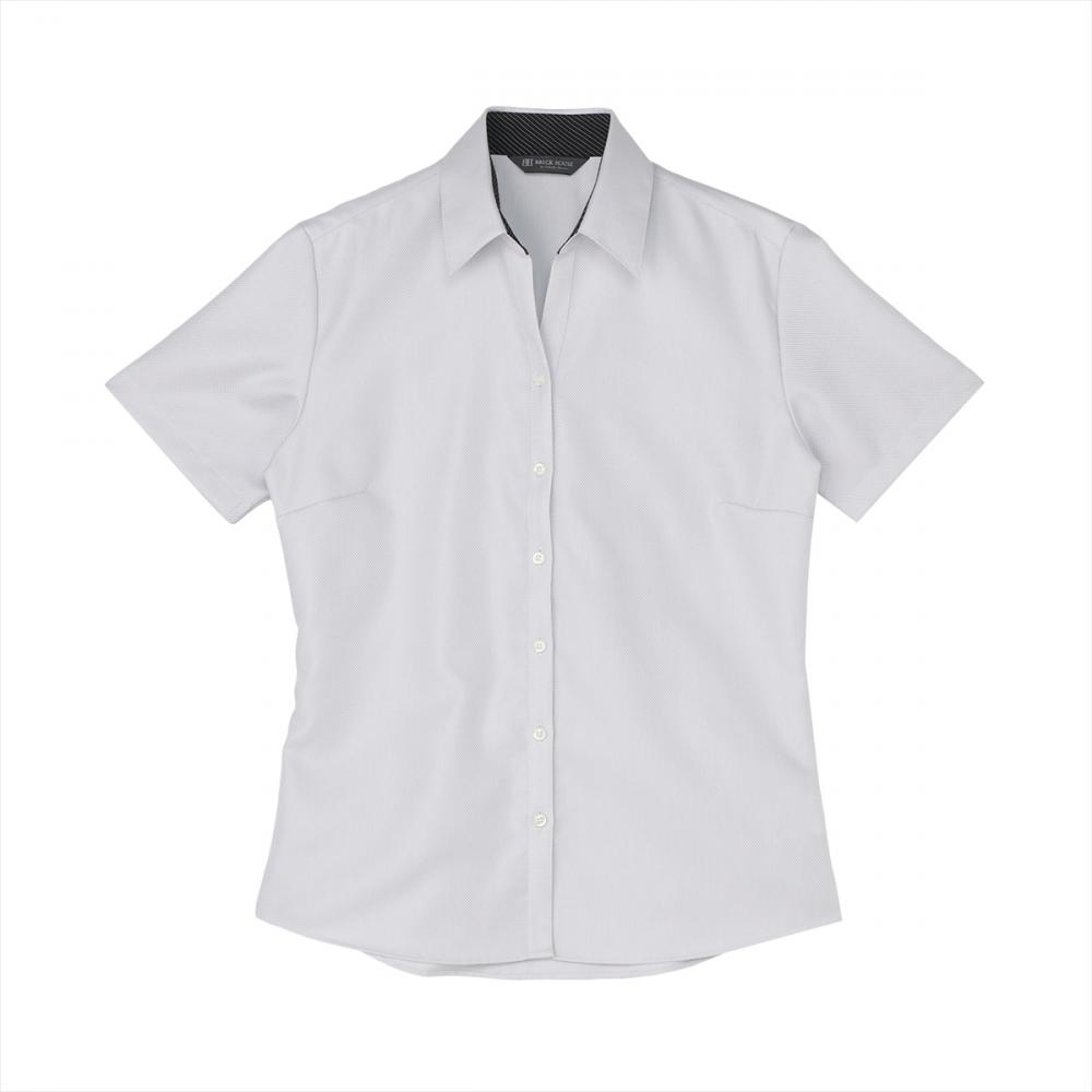 【超形態安定／接触冷感】スキッパー 半袖 形態安定 綿100% レディースシャツ