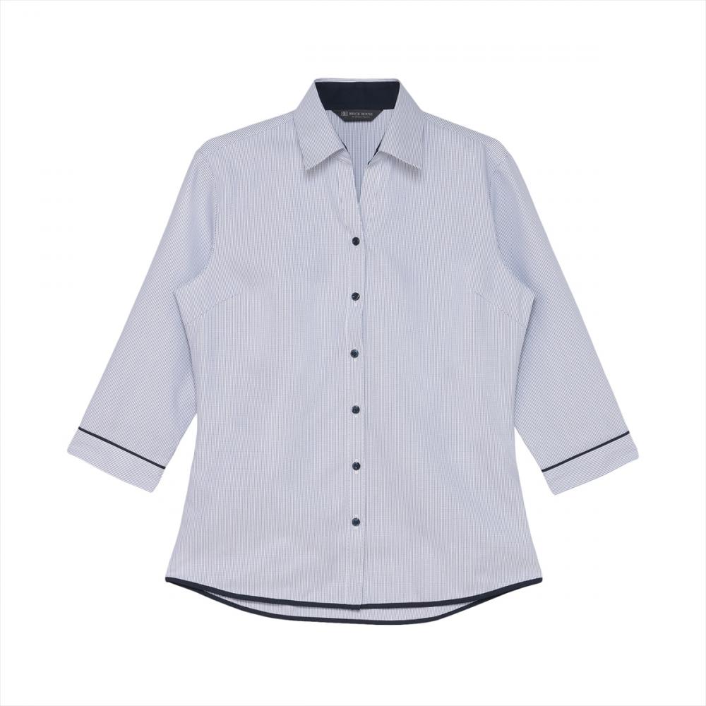 【透け防止】 スキッパー 七分袖 形態安定 レディースシャツ