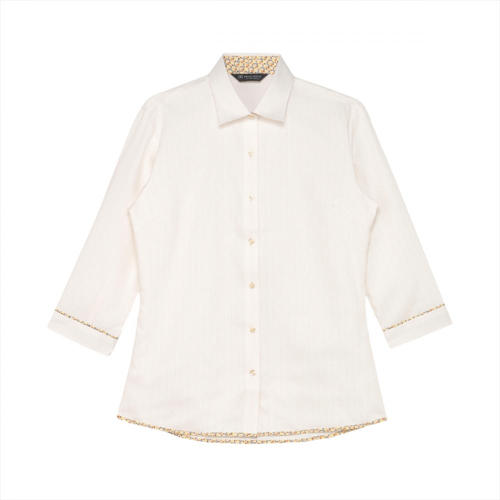 【透け防止】 ワイド 七分袖 形態安定 レディースシャツ