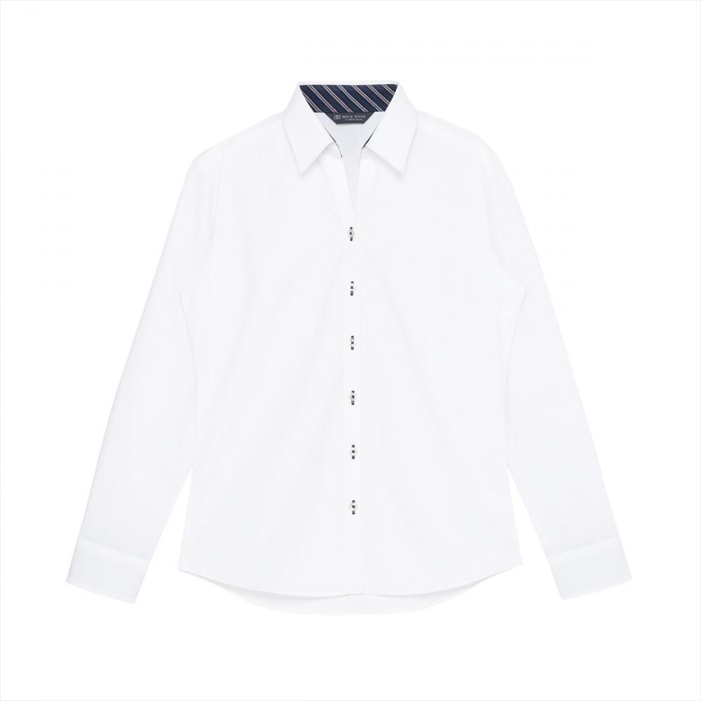 【透け防止】 スキッパー 長袖 形態安定 レディースシャツ