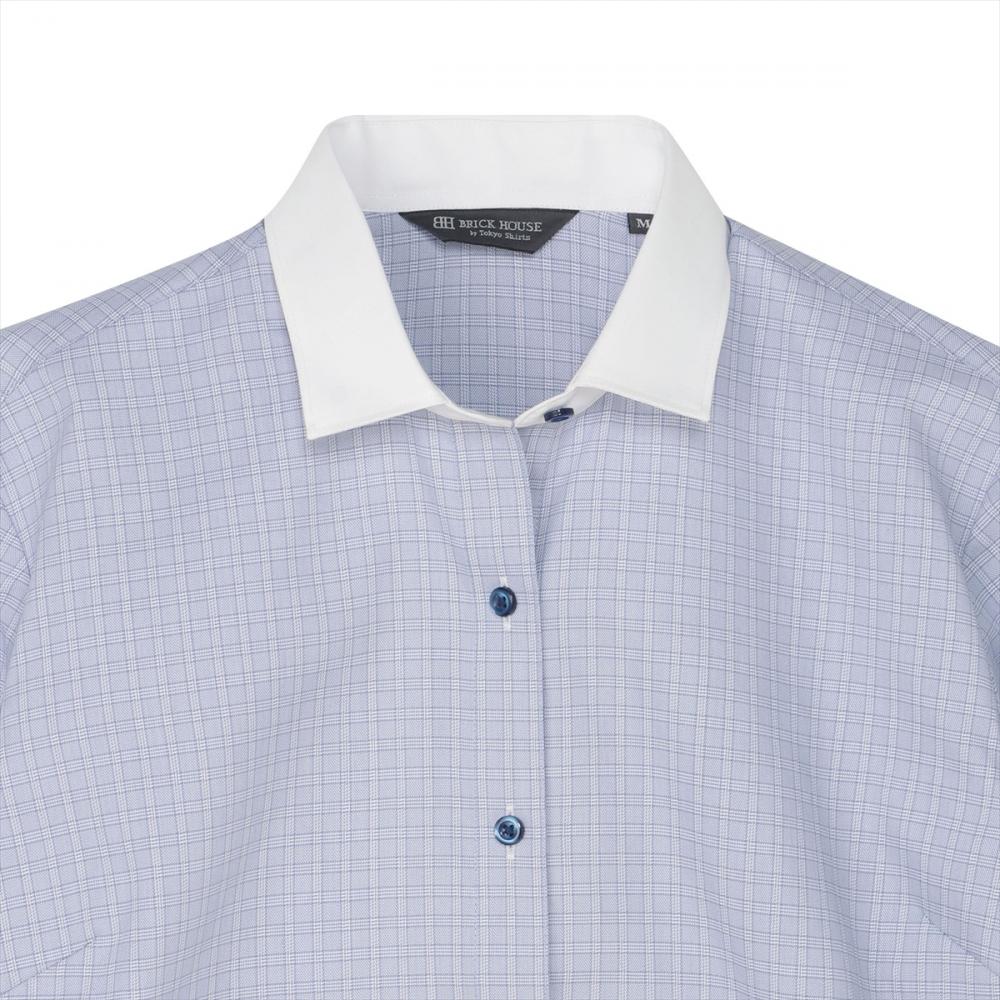 【透け防止】 ワイド 七分袖 形態安定 レディースシャツ