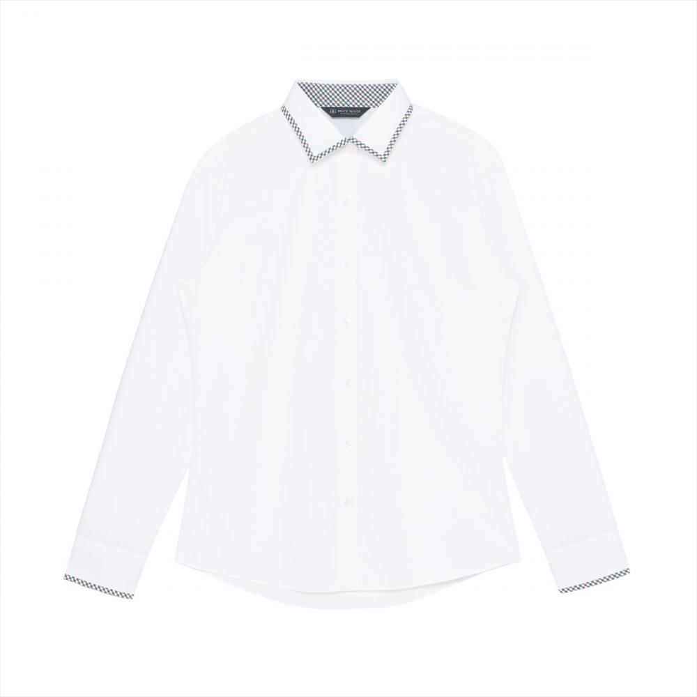 【透け防止】 ワイド 長袖 形態安定 レディースシャツ