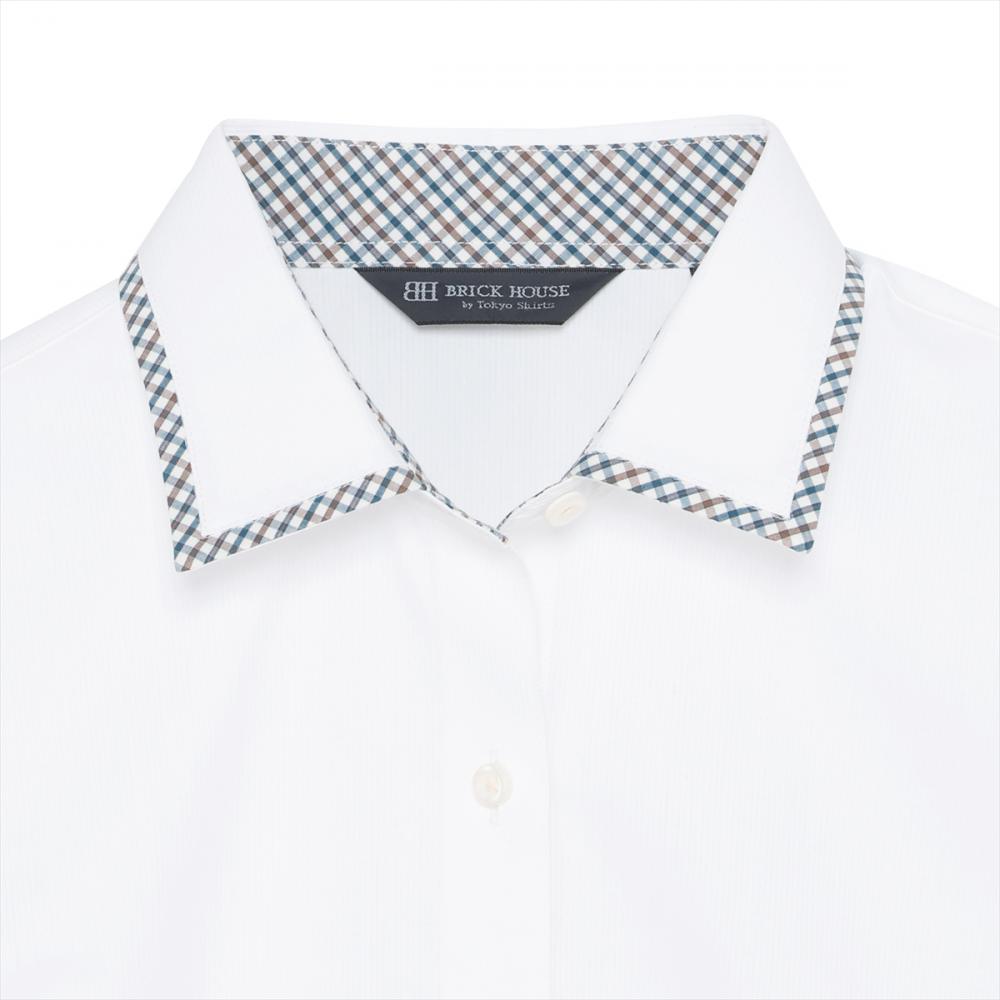 【透け防止】 ワイド 長袖 形態安定 レディースシャツ