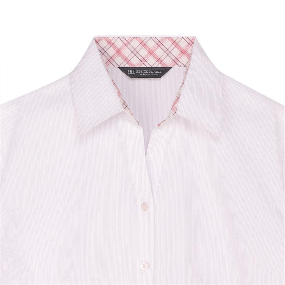 【透け防止】 スキッパー 七分袖 形態安定 レディースシャツ