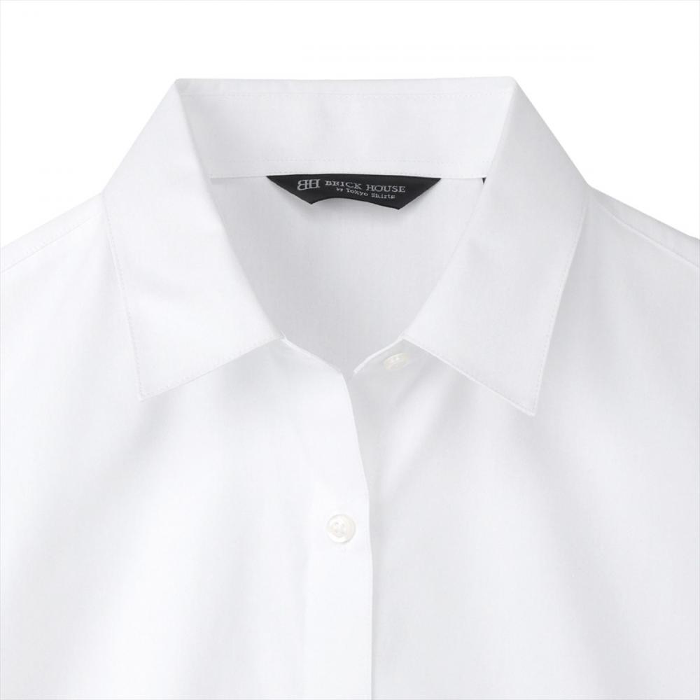 【透け防止】 レギュラー 長袖 形態安定 レディースシャツ 白無地