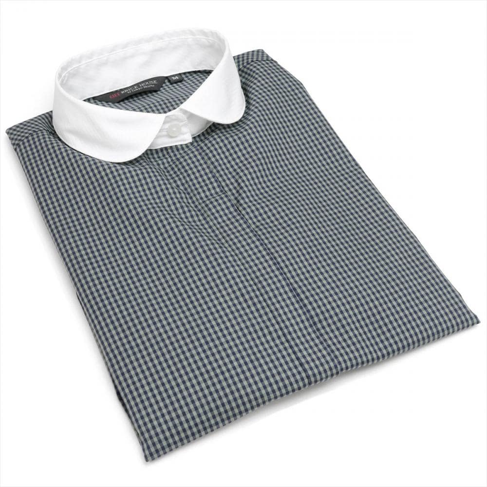 【デザイン】 ラウンド 長袖 形態安定 レディースシャツ