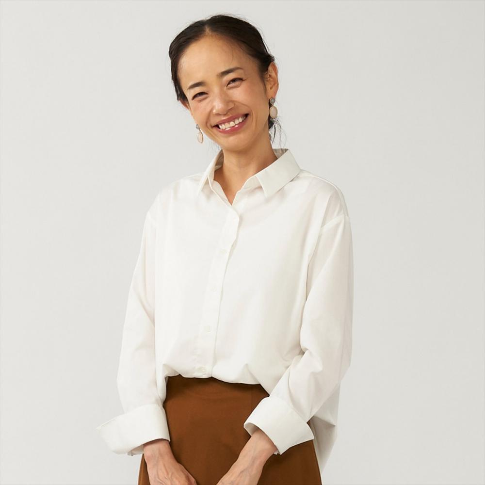 長袖コットンシャツ　サンドウォッシュ柔らかい長袖Tシャツ　裾切りっぱなし　レンガ色　フリーサイズ　L287DRE        
