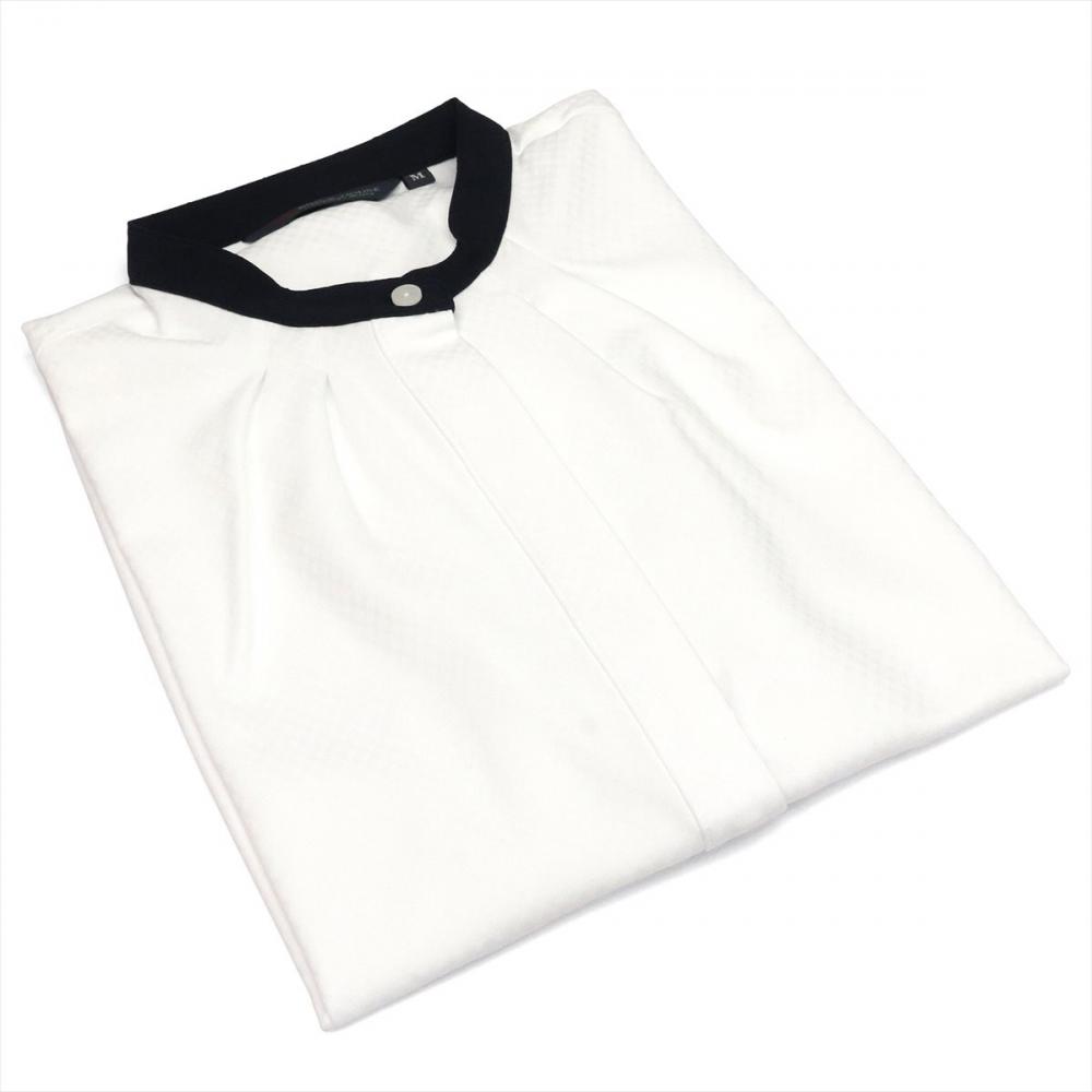 【デザイン】 COFREX 配色衿ギャザー 五分袖 レディースシャツ