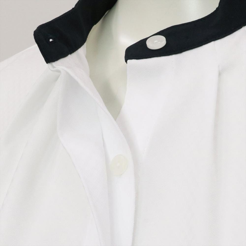 【デザイン】 COFREX 配色衿ギャザー 五分袖 レディースシャツ
