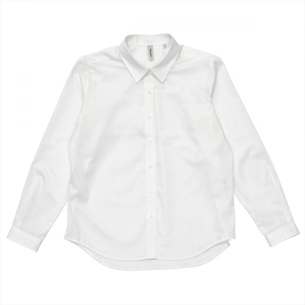 カジュアルシャツ ストレートベーシック 長袖 形態安定 ホワイト レディース