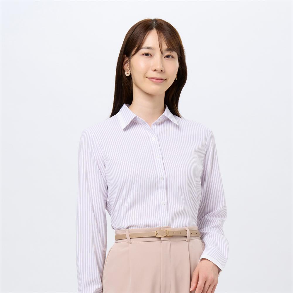 【COFREX】 配色レギュラー衿 長袖 レディースデザインシャツ