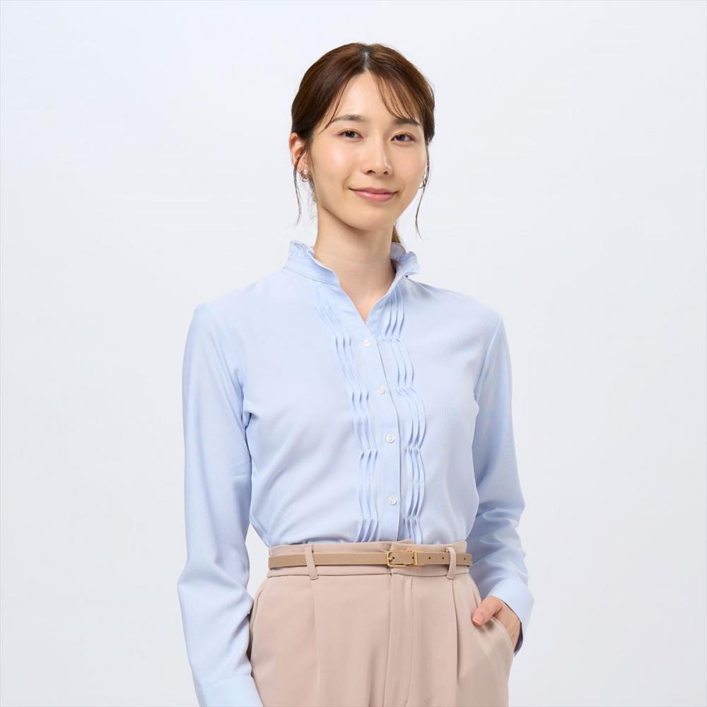 【COFREX】 ひねりピンタック 長袖 レディースデザインシャツ
