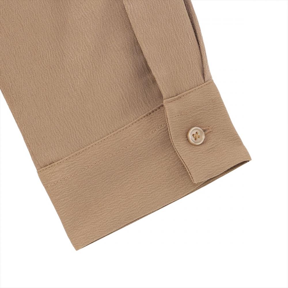 サテン ワイドシルエット レギュラー衿 シャツ 長袖 レディース