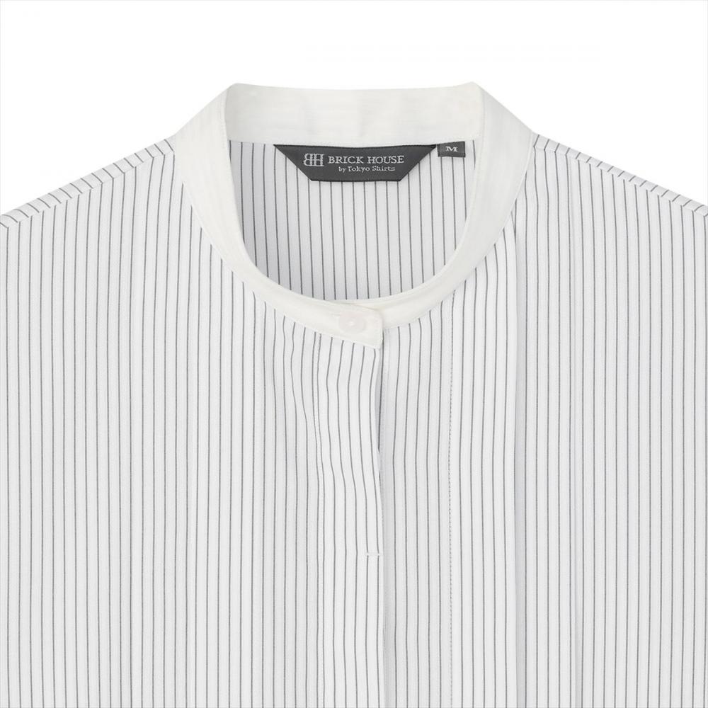 【COFREX】 スタンド 配色ブラウス 長袖 レディースデザインシャツ