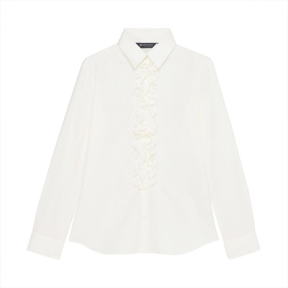 【COFREX】 前立 ミニフリル ブラウス 長袖 レディースデザインシャツ