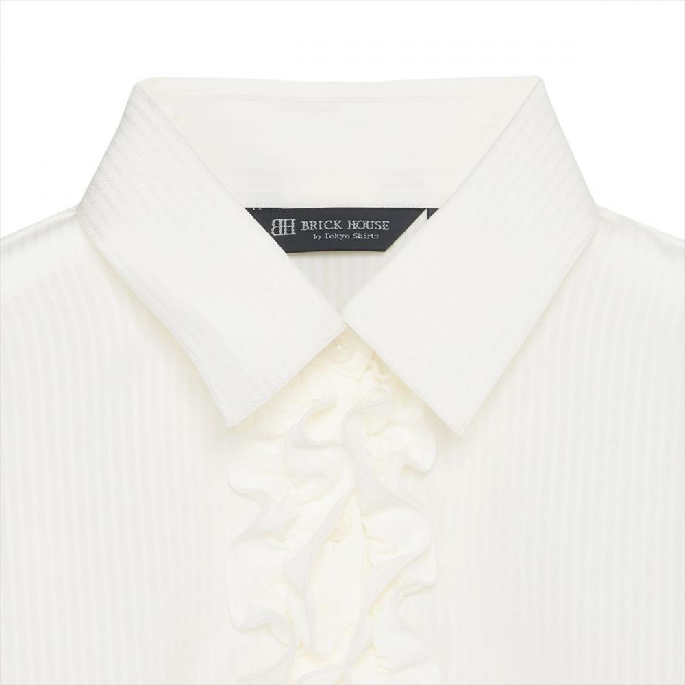 【COFREX】 前立 ミニフリル ブラウス 長袖 レディースデザインシャツ