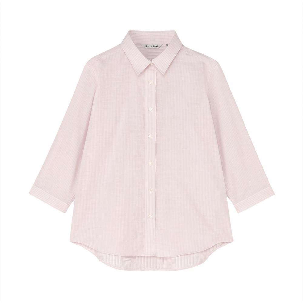 【Pitta Re:)】ふわっとガーゼシャツ レギュラーシルエット 七分袖 綿100% レディース カジュアルシャツ