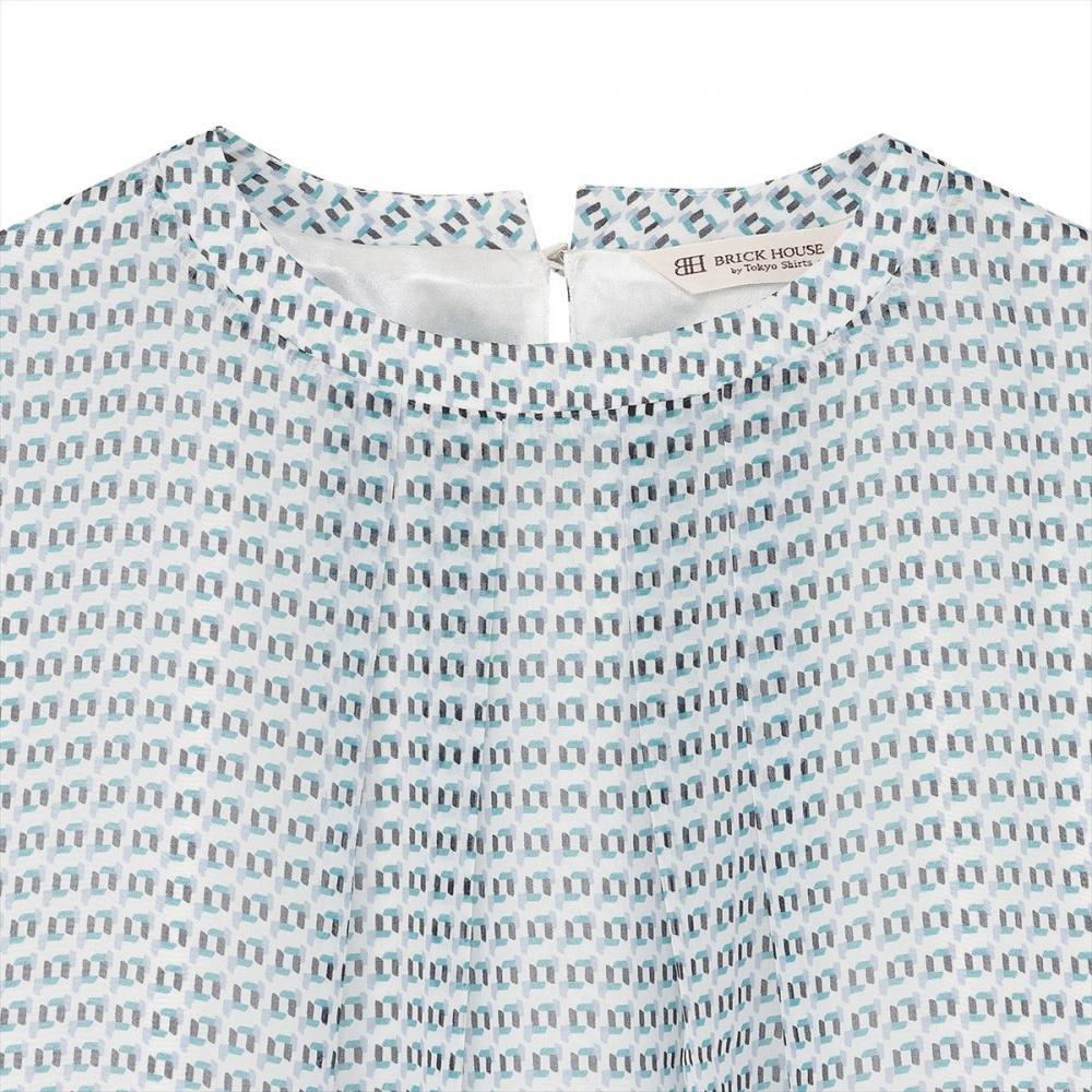 幾何学シフォン ブラウス 長袖 レディース