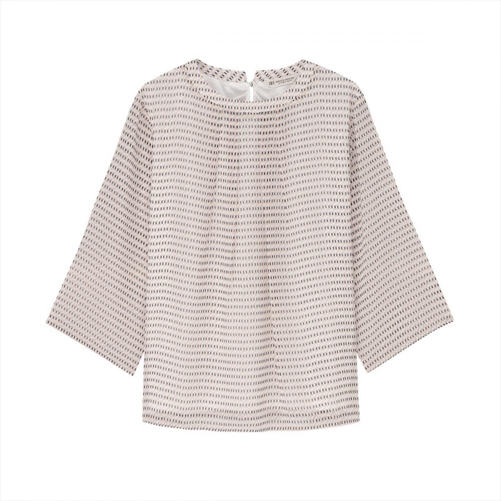 幾何学シフォン ブラウス 長袖 レディース