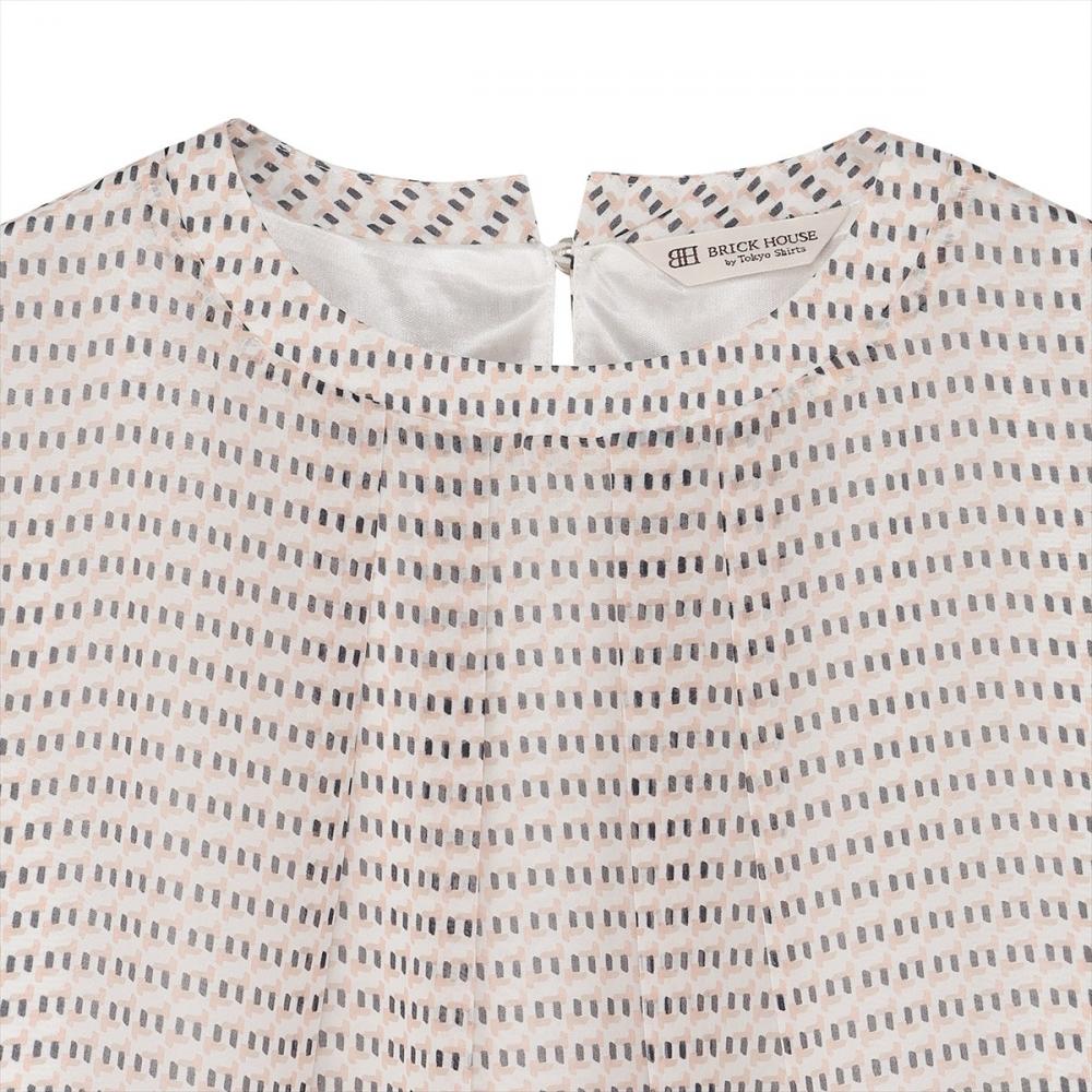 幾何学シフォン ブラウス 長袖 レディース