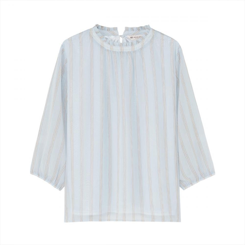 ストライプシフォン ブラウス 長袖 レディース