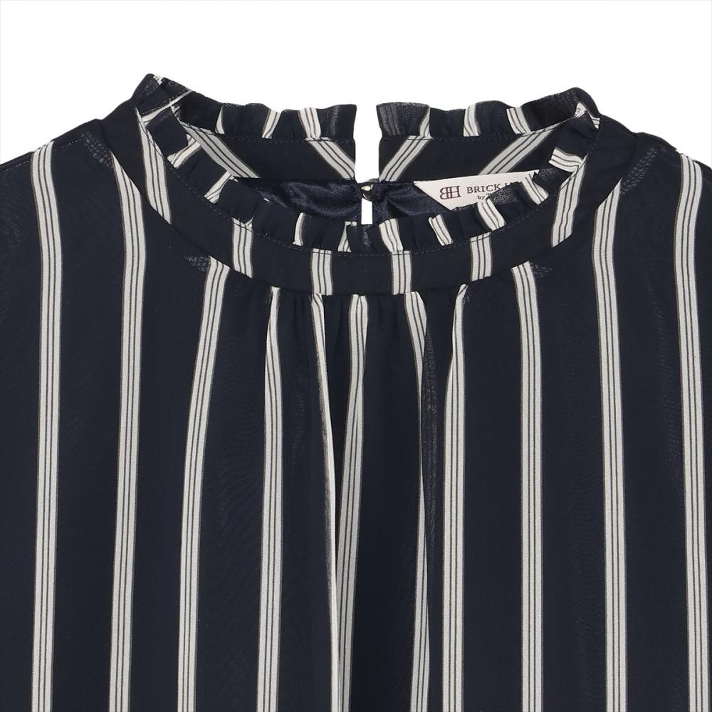 ストライプシフォン ブラウス 長袖 レディース