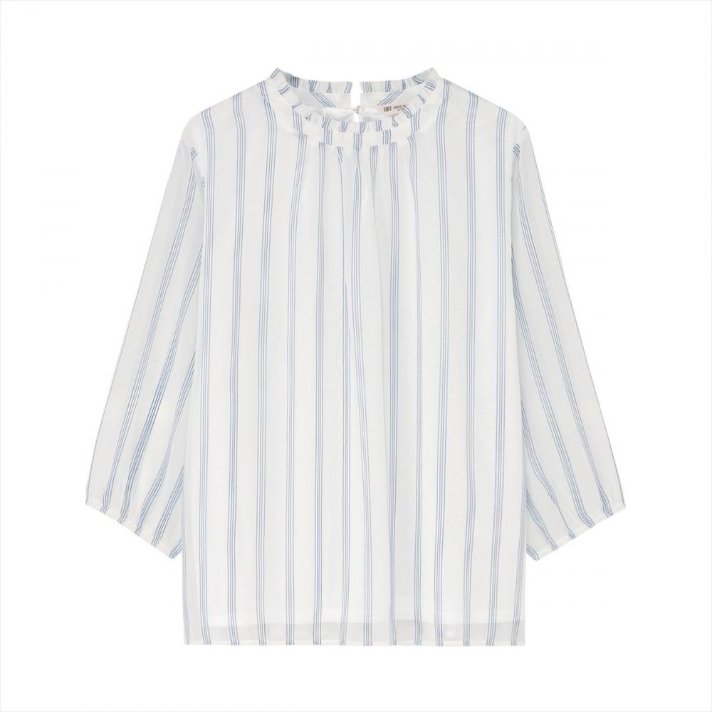 ストライプシフォン ブラウス 長袖 レディース