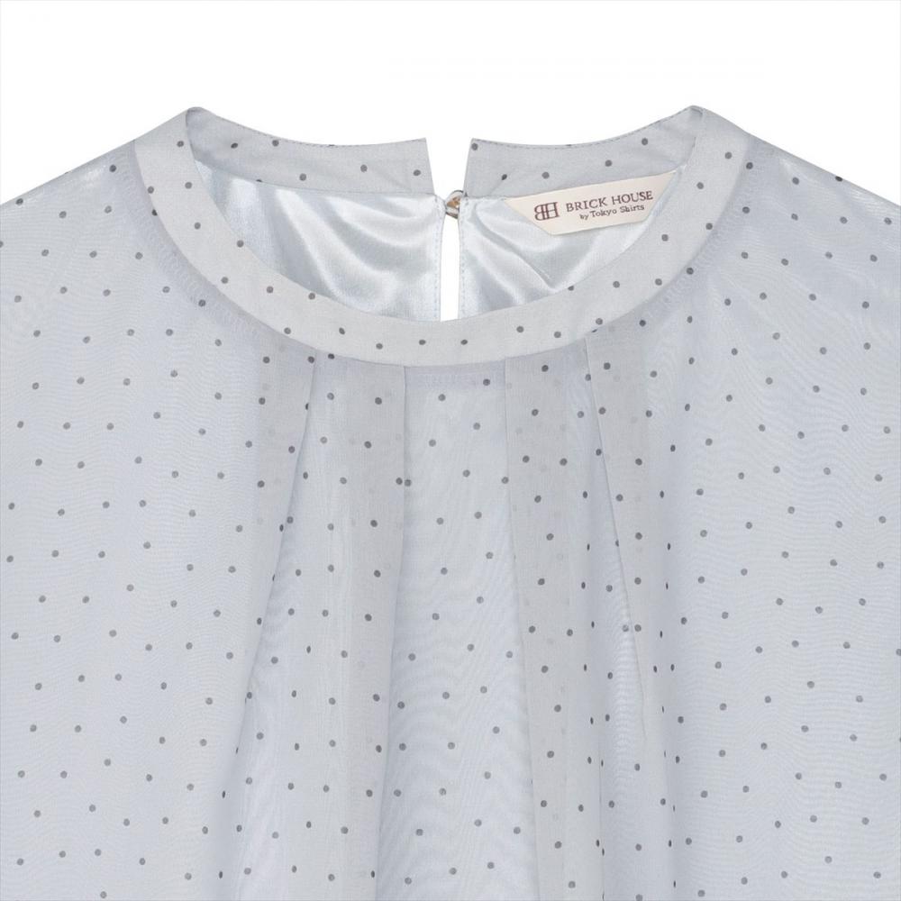 ランダムドット  シフォンブラウス 五分袖 レディース