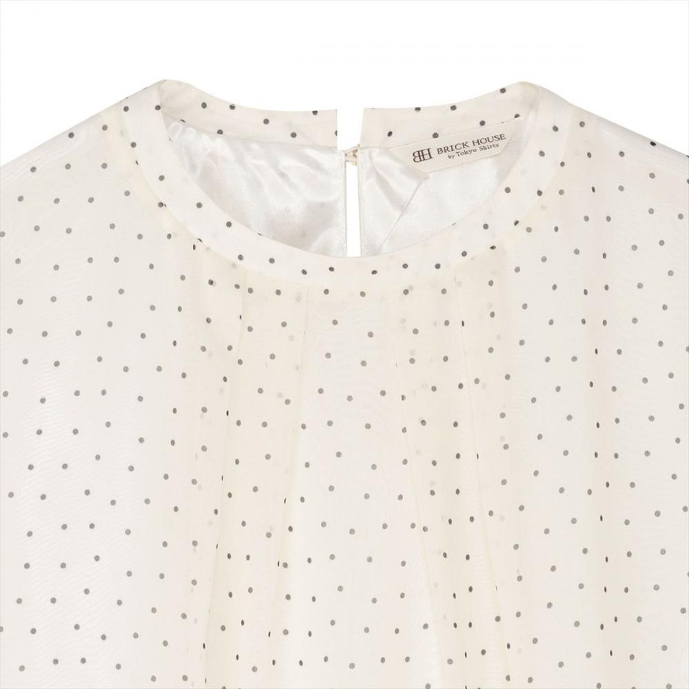 ランダムドット  シフォンブラウス 五分袖 レディース